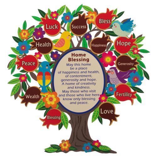 Home Blessing English Colourful Tree Wood