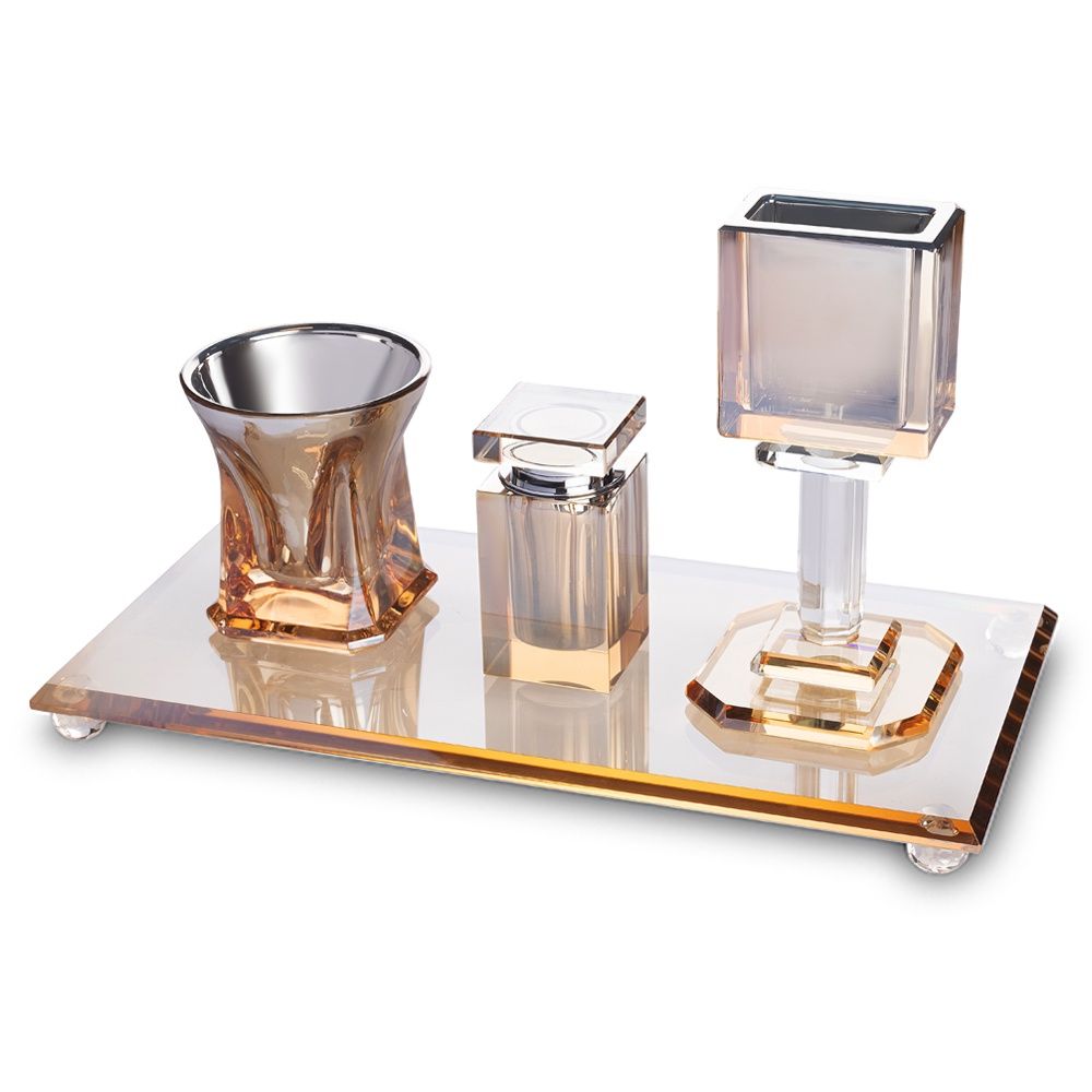 Crystal Havdallah Set Gold 22x11 cm