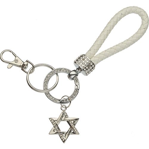 Key Ring "Magen David" Nickel with Stone Inlay