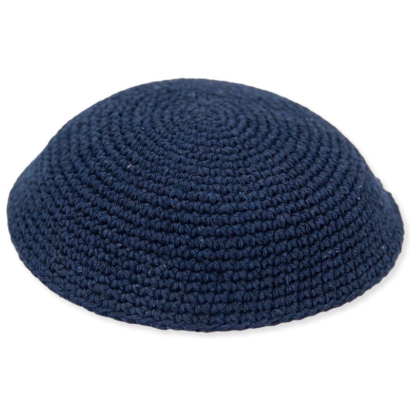 Kippah Dark Blue Knitted 17cm