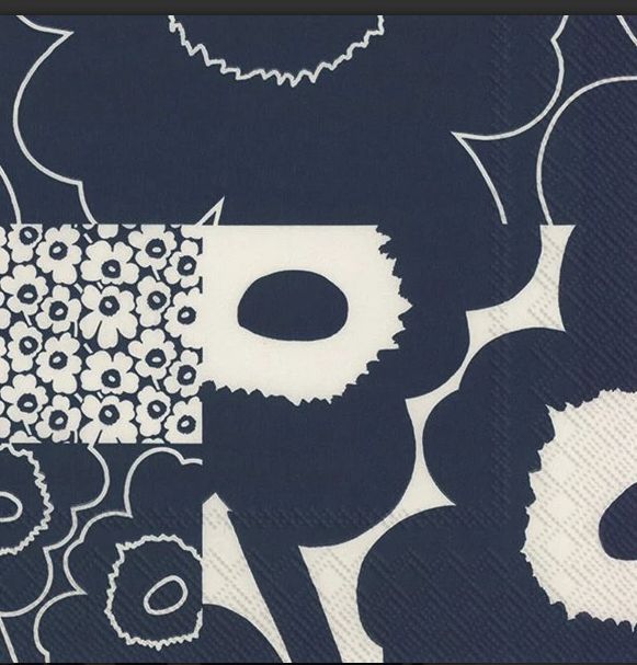 Serviette Marimekko Unikko Kollaasi Dark Blue