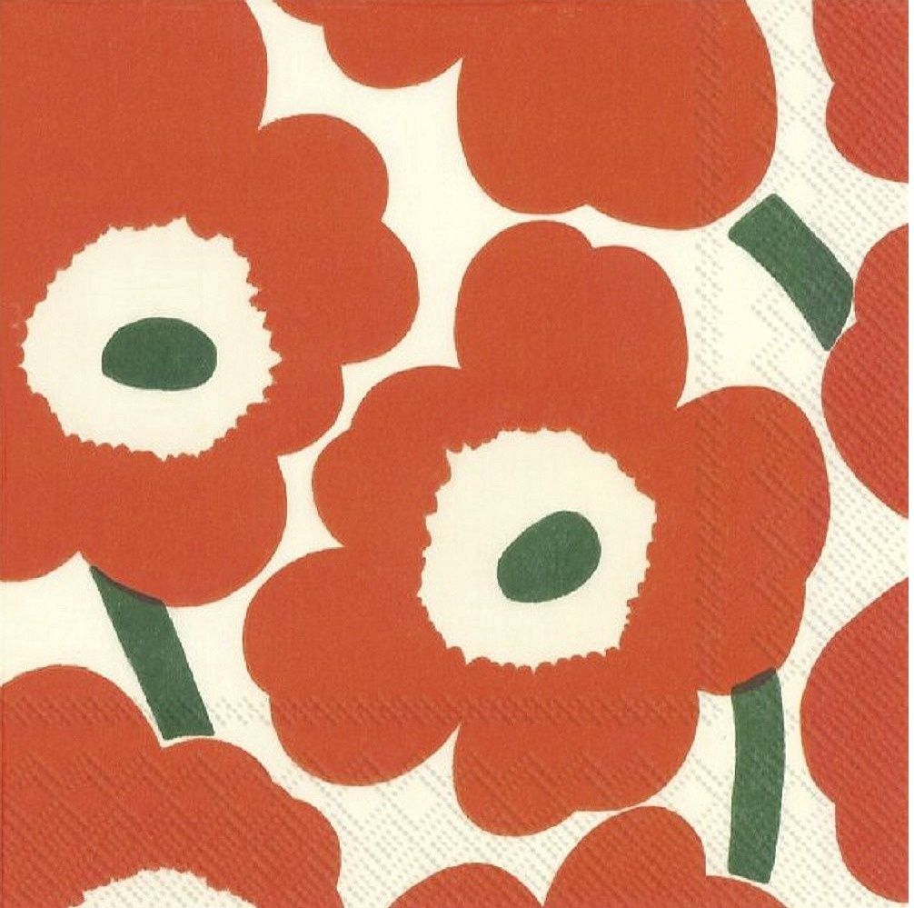 Serviettes Marimekko - Unikko Orange Green