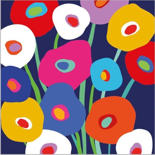 Serviettes Super Bloom on Navy