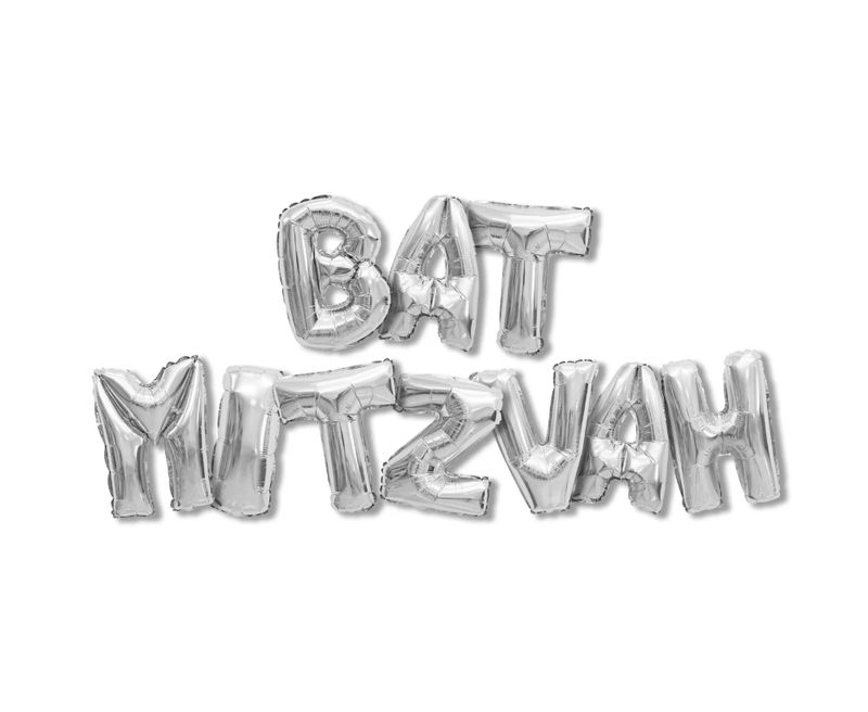 Balloon Foil Silver Bat Mitzvah