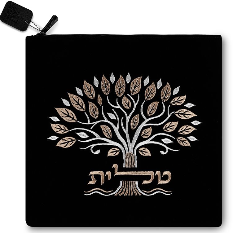 Tallis Bag Velvet Black Embroidered Tree of Life