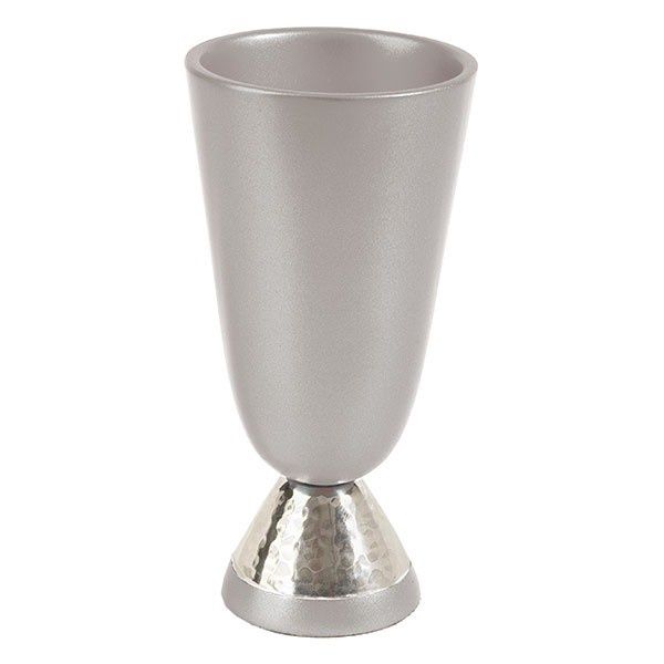 Kiddush Cup Aluminium with Hammer Work &amp; Saucer