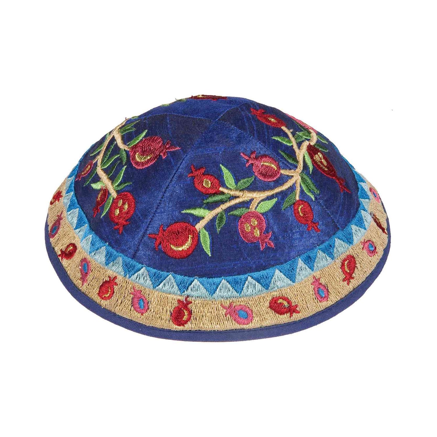 Kippah Embroidered Pomegranates Multicolour