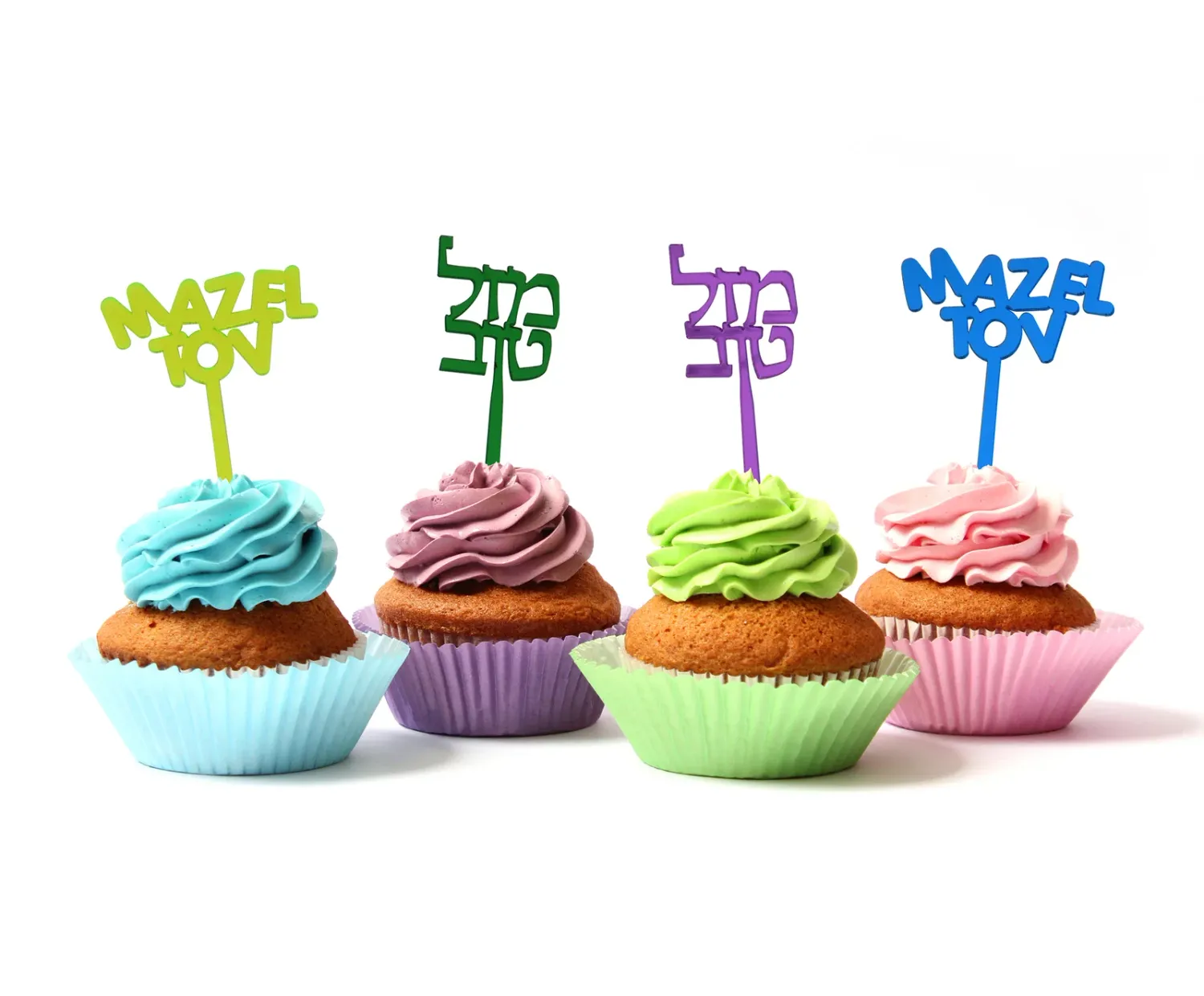 Mazel Tov Cake Topper metallic Colours  6 pieces