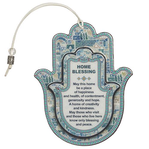 Home Blessing Hamsa Epoxy 18.5cm Blue English