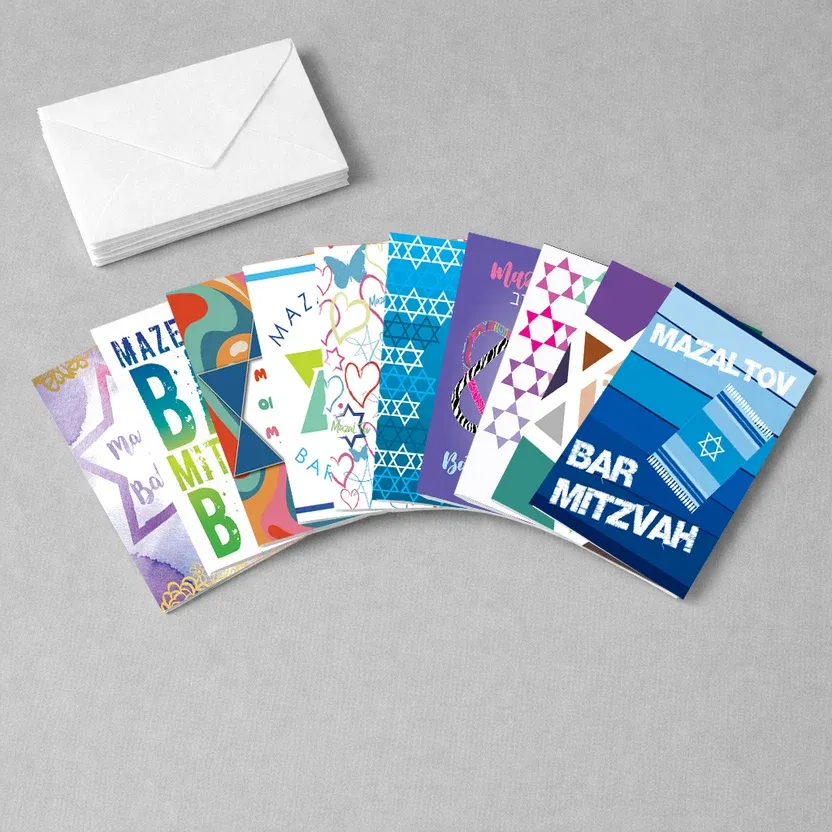 Cards Pack of 10 Asst Bar &amp; Bat Mitzvah (5 each)