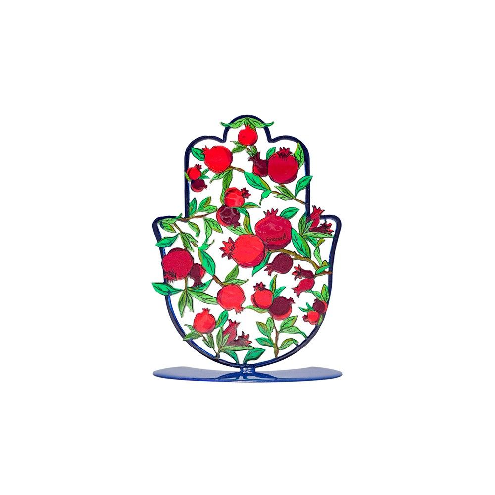 Hamsa Small Metal Stand - Pomegranates Red
