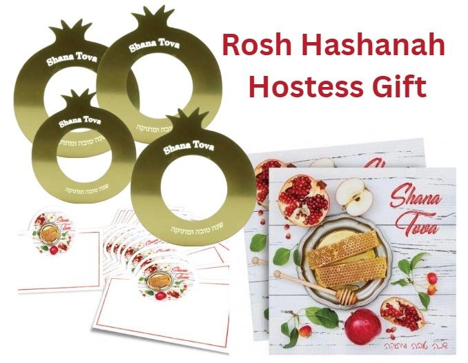 Rosh Hashanah Gift - Shana Tova honeycomb serviettes, napkin rings &amp; place cards