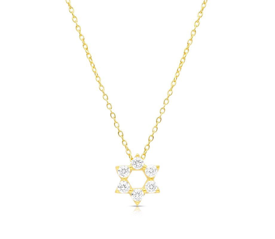 Necklace Magen David with Stones Gold