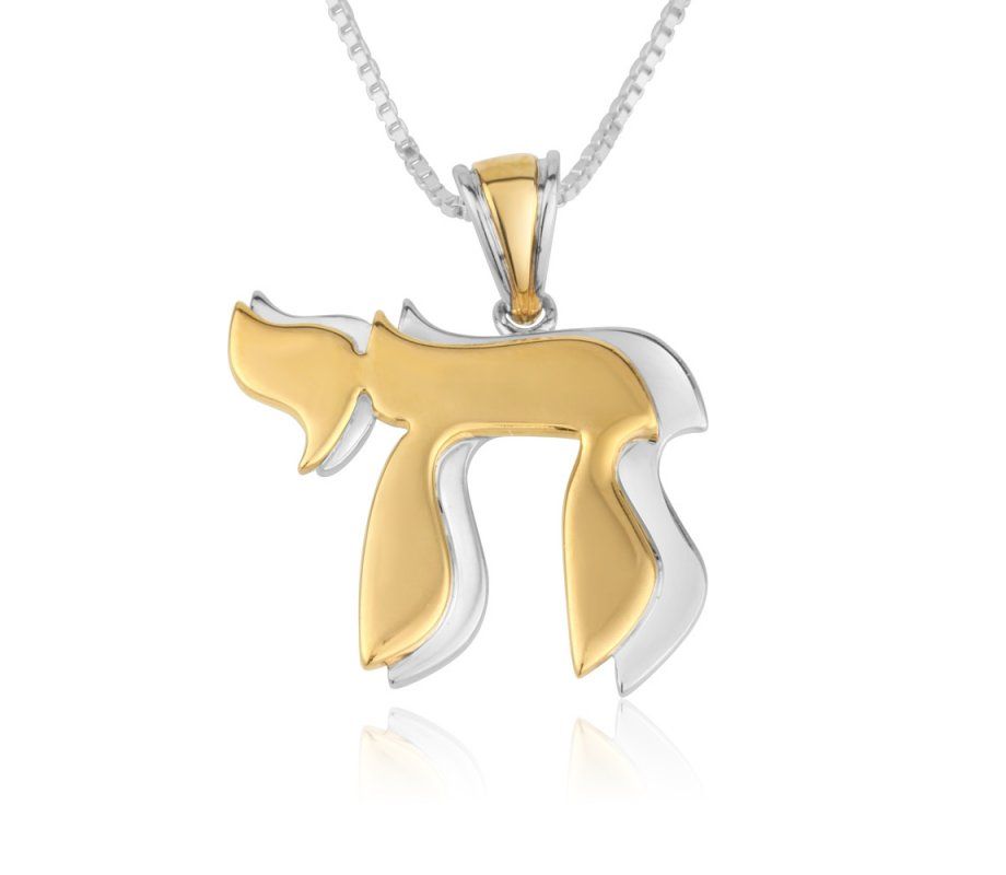 Necklace Chai Two Tone Sterling Silver &amp; Gold Plated