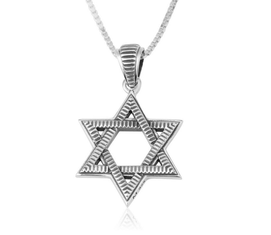 Necklace Magen David Textured Sterling Silver