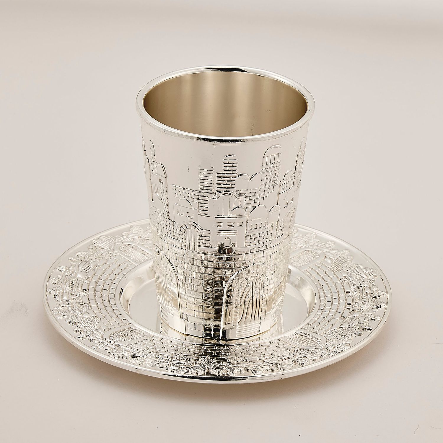 Kiddush Cup Jerusalem Design with Saucer