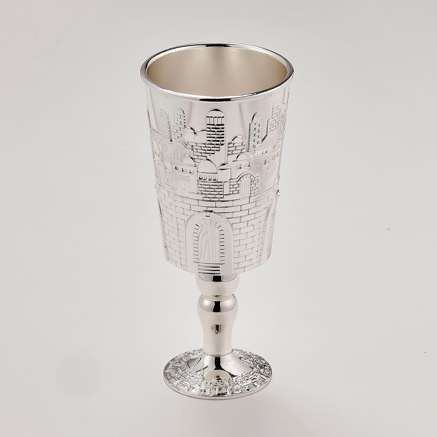 Kiddush Cup with Stem Jerusalem Design
