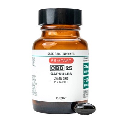 CBD Capsules 25MG Dark. Raw. Unrefined. 30-ct