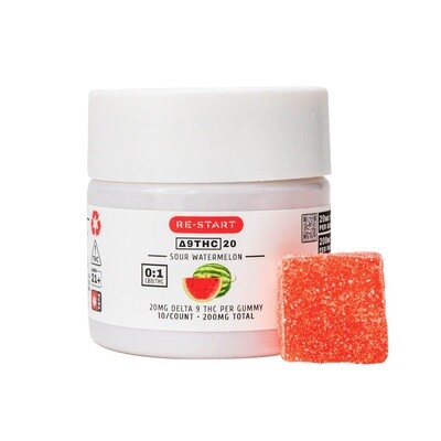 Delta 9 THC 20mg Sour Watermelon Gummies 10-ct