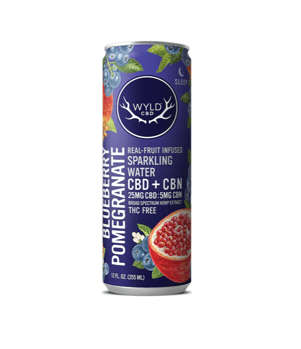 Wyld Sparkling Water CBN CBD 30mg  Blueberry Pomegranate 12oz