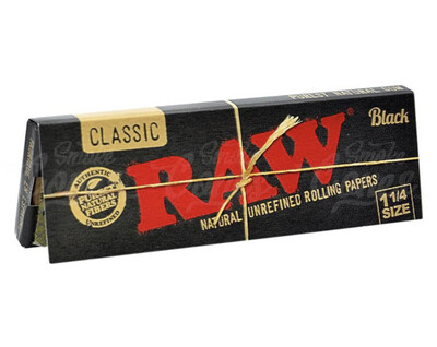 Raw Classic Black Rolling Papers 1 1/4&quot;