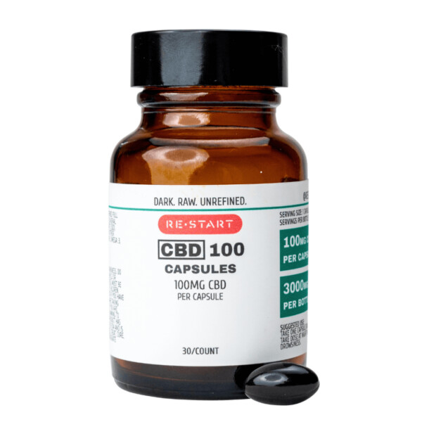 Raw Unrefined CBD Capsules 100mg 30-ct (High Strength)