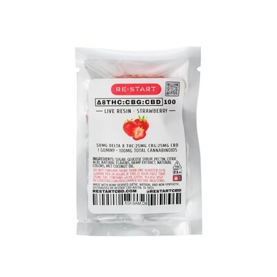 Delta 8 THC CBG CBD 100mg Strawberry Gummies 1-ct Live Resin Sample