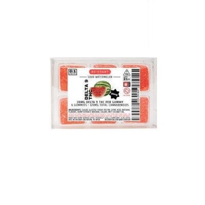 Delta 9 THC 20mg Sour Watermelon Gummies 6-ct