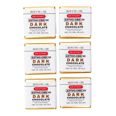 Delta 9 THC CBD 30mg Dark Chocolate, Count: 6-ct