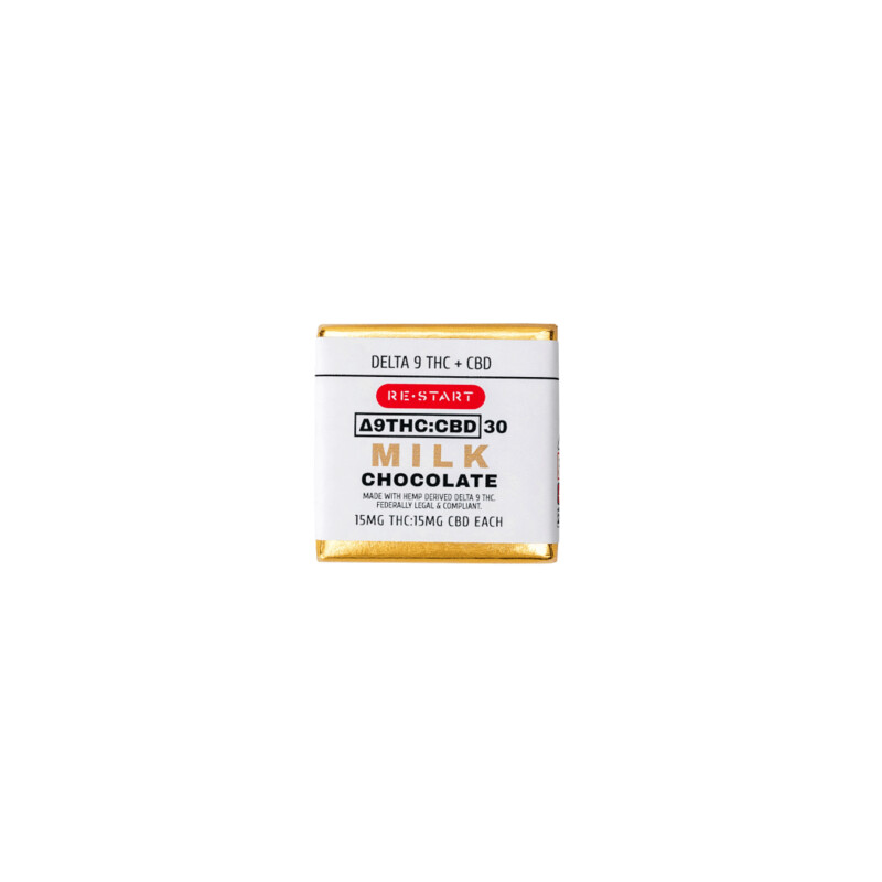 Delta 9 THC CBD 30mg Milk Chocolate Square (1:1) 1-ct