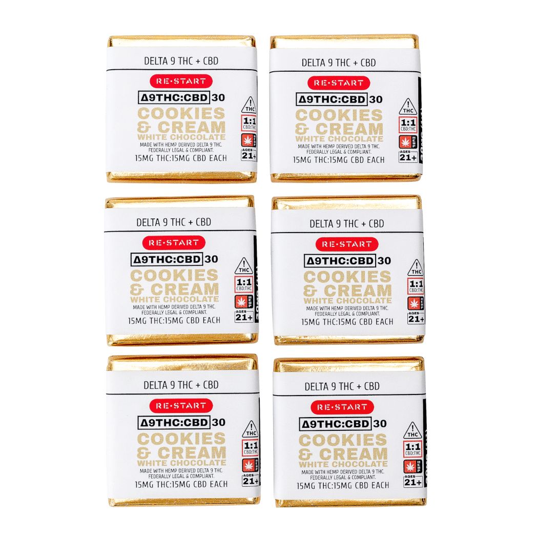Delta 9 THC CBD 30mg Cookies &amp; Cream White Chocolate Minis (Sold In-Store Only), Count: 6-ct