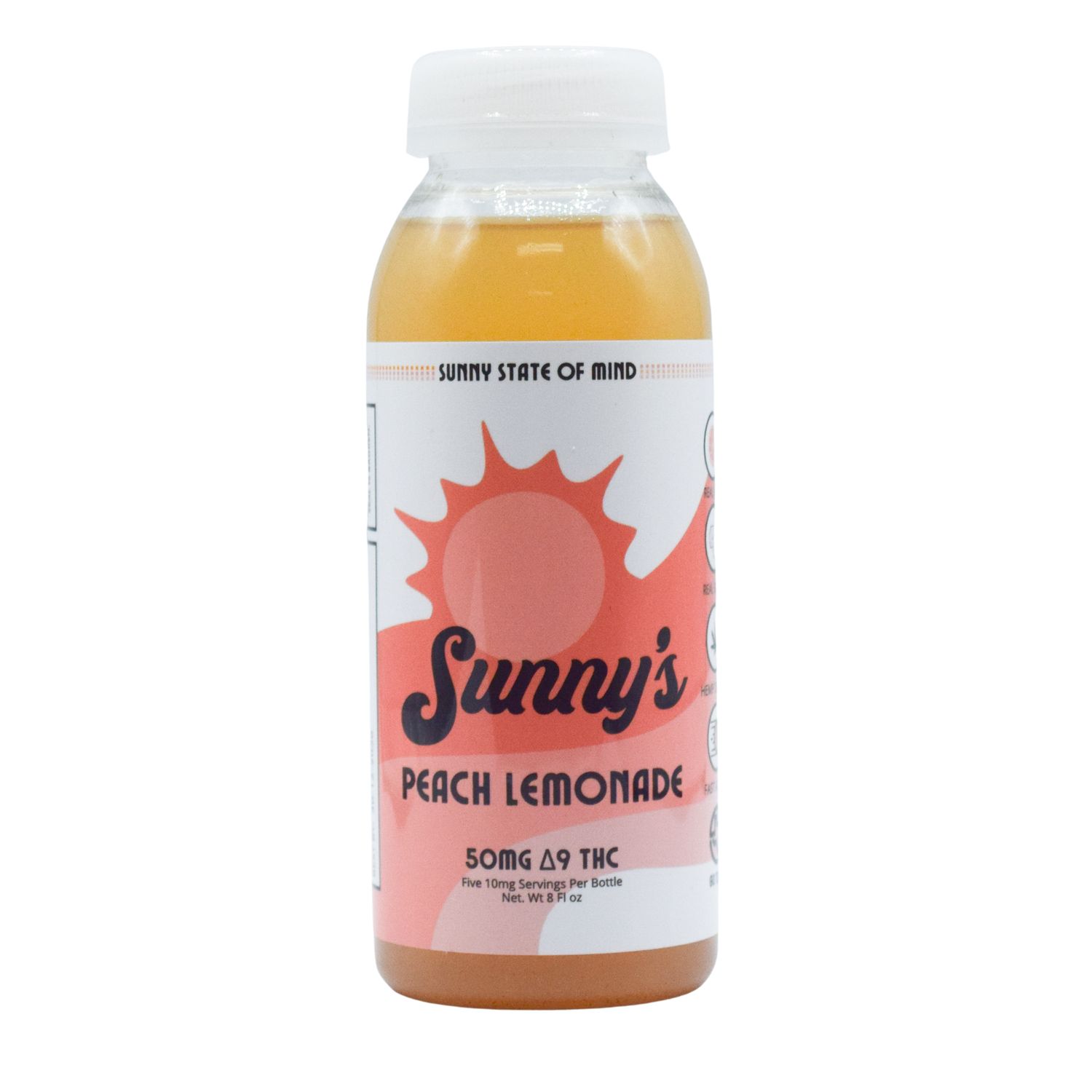 Sunny’s Delta 9 50MG THC Peach Lemonade 8oz