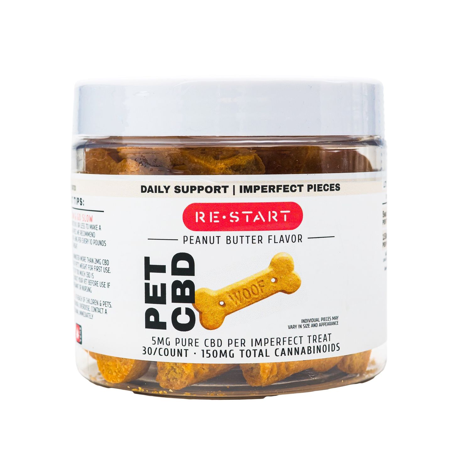 Peanut Butter CBD Dog Treats - NO THC for Pets, Quantity: 30-count (5MG each broken piece)