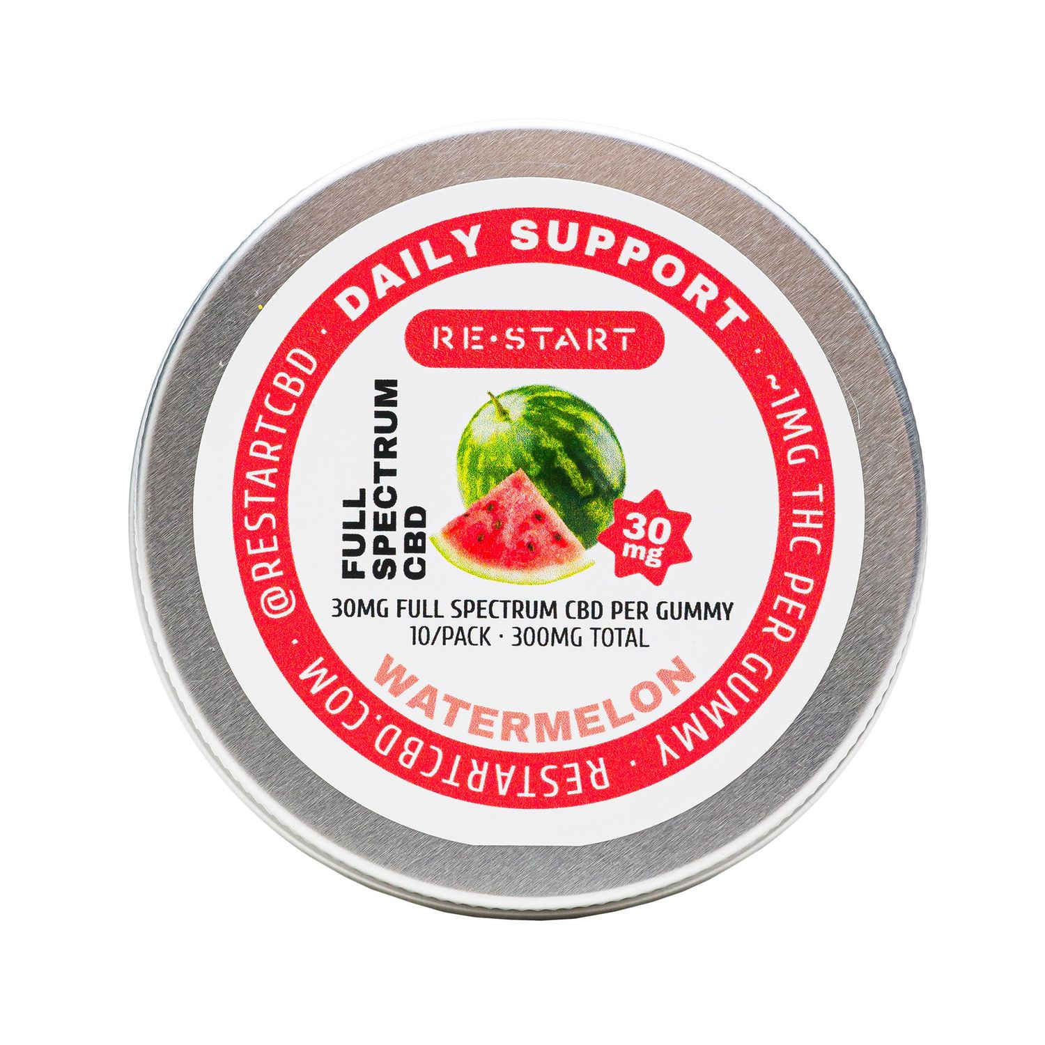 CBD Full Spectrum 30MG Gummies - Watermelon, Count: 10-ct (300mg)