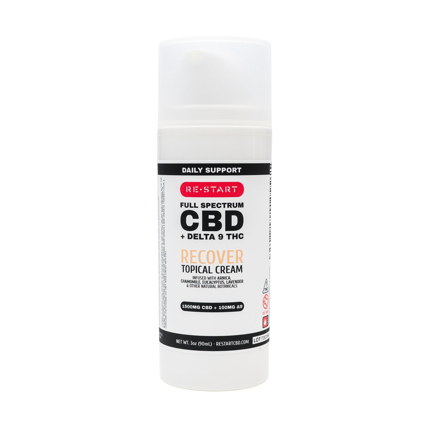 Recover CBD + D9 THC Topical Cream 1500MG