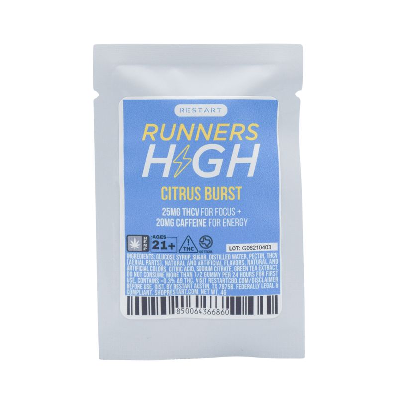 THCV 25mg + Green Tea 20mg Citrus Burst Runner’s High Gummies 1-ct