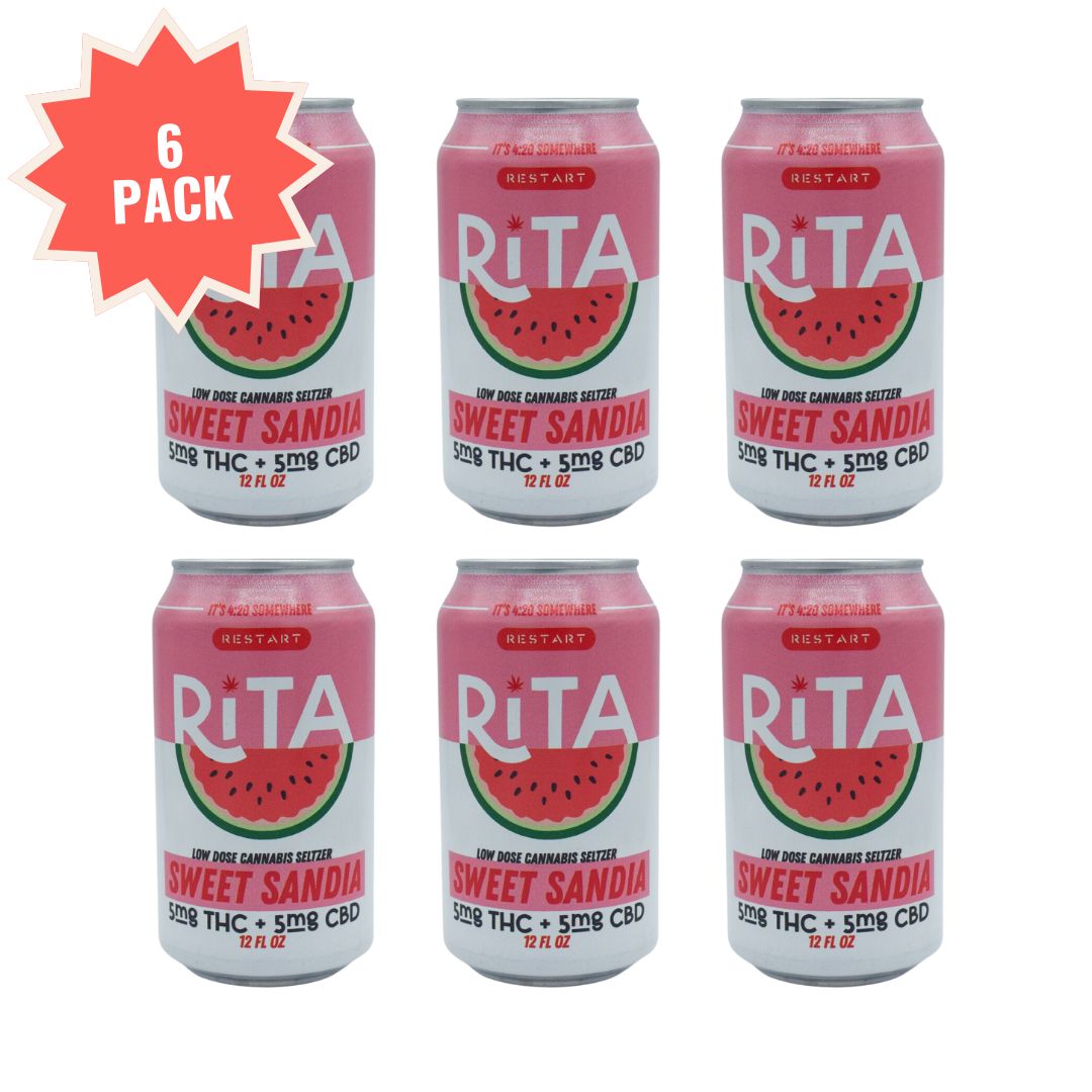 RESTART Rita THC Seltzer Sweet Sandia 12oz, Count: 6-pack (Total THC 30MG)