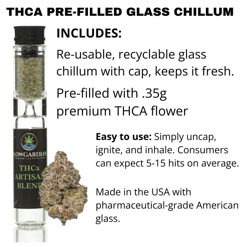 Premium THCA Pre-Filled Glass Chillum (H)  Pablo's Pineapple
