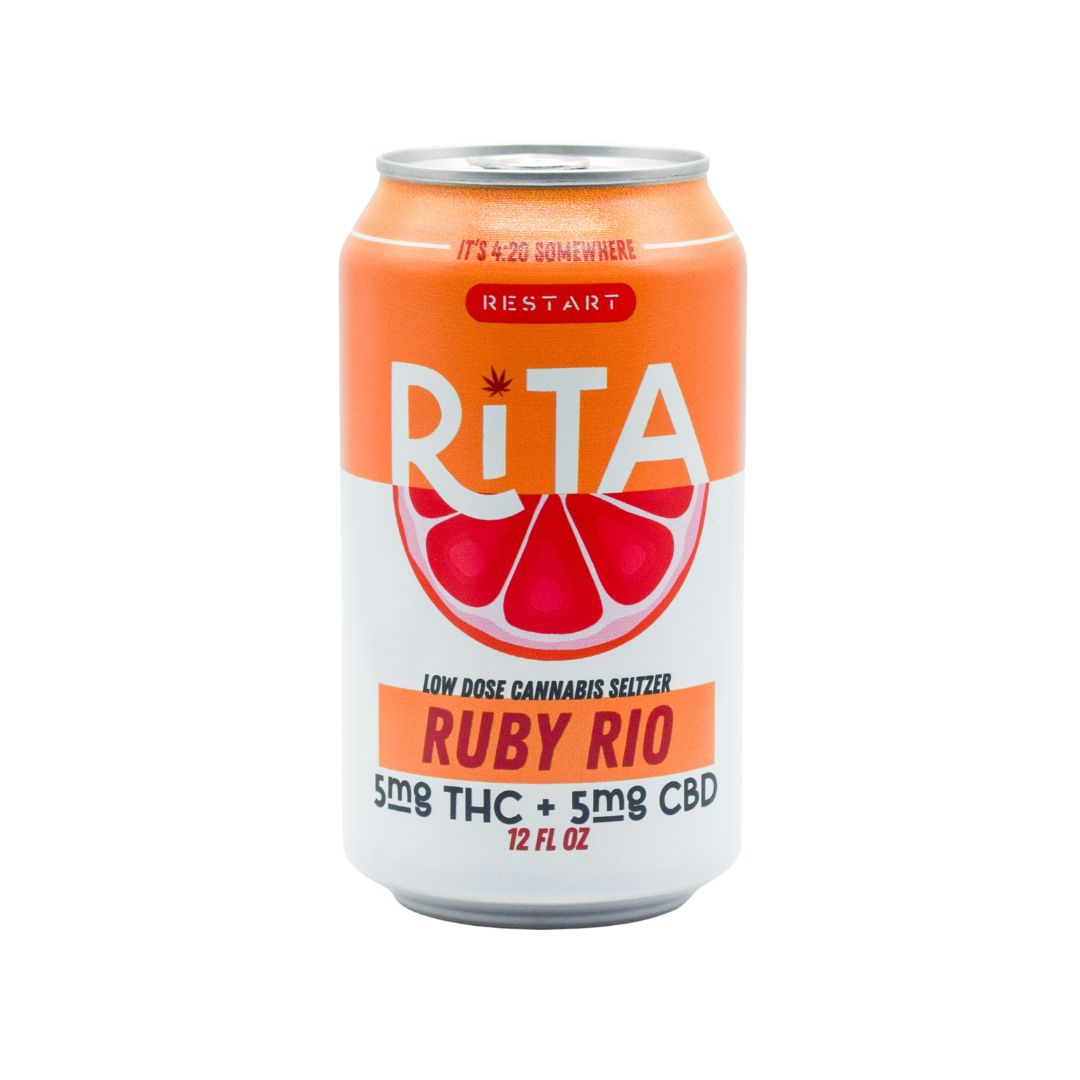 RESTART Rita Delta 9 THC CBD 10mg Seltzer Ruby Rio 12oz, Count: Single Can