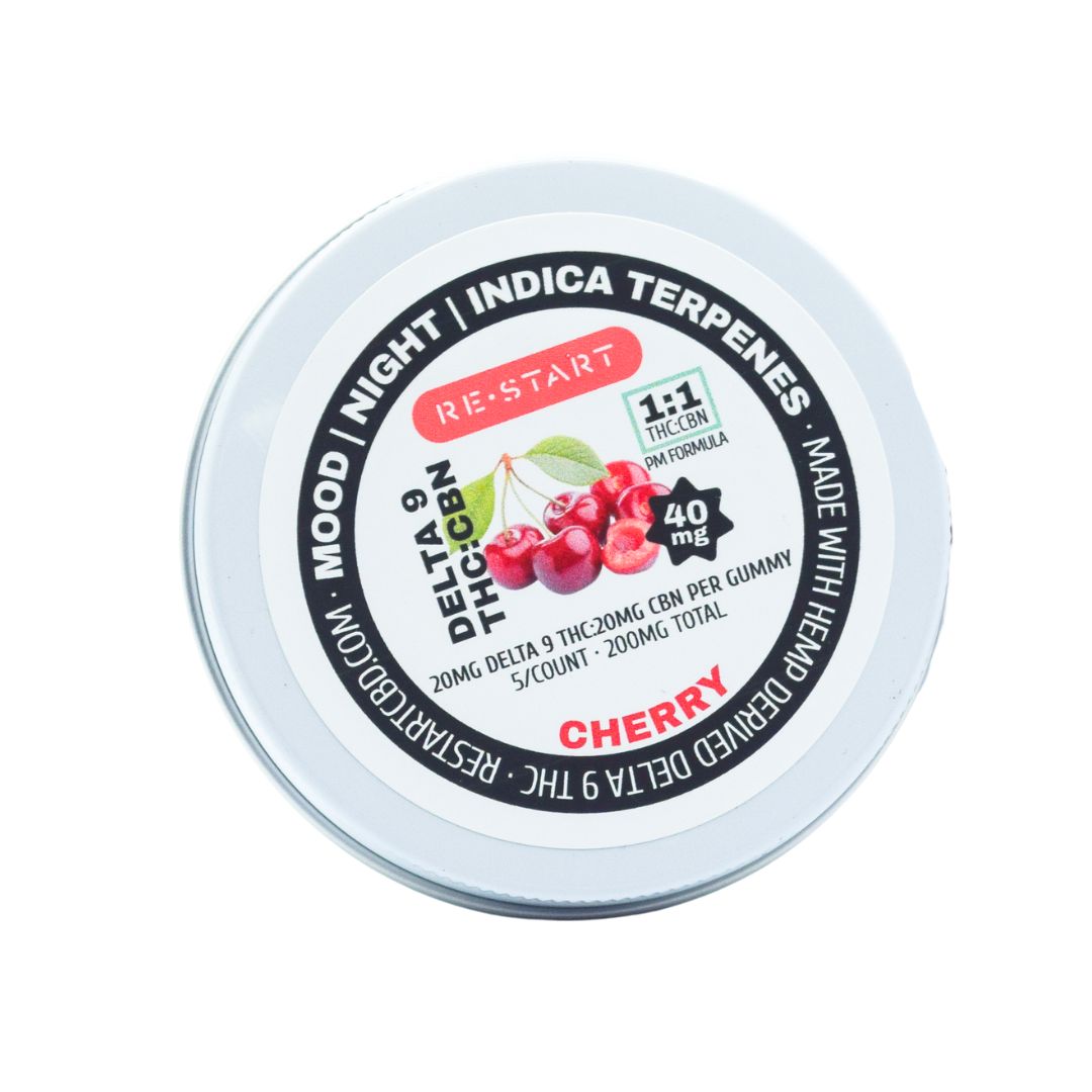Delta 9 THC CBN 40mg Cherry Indica Gummies, Count: 5-Ct (200mg)