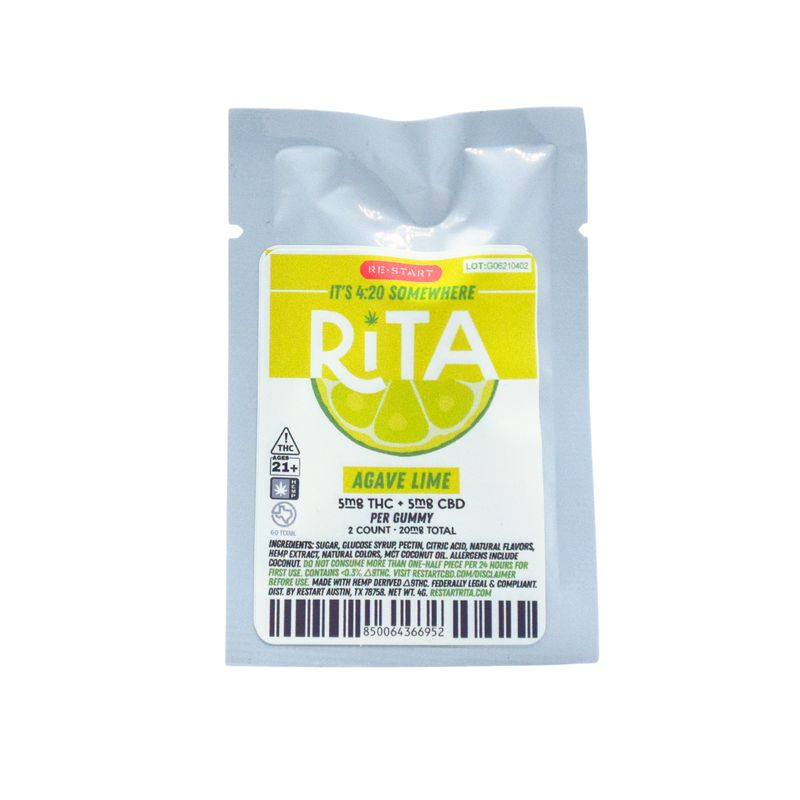RESTART Rita Delta 9 THC CBD 10mg  Gummies Agave Lime 2-ct Sample