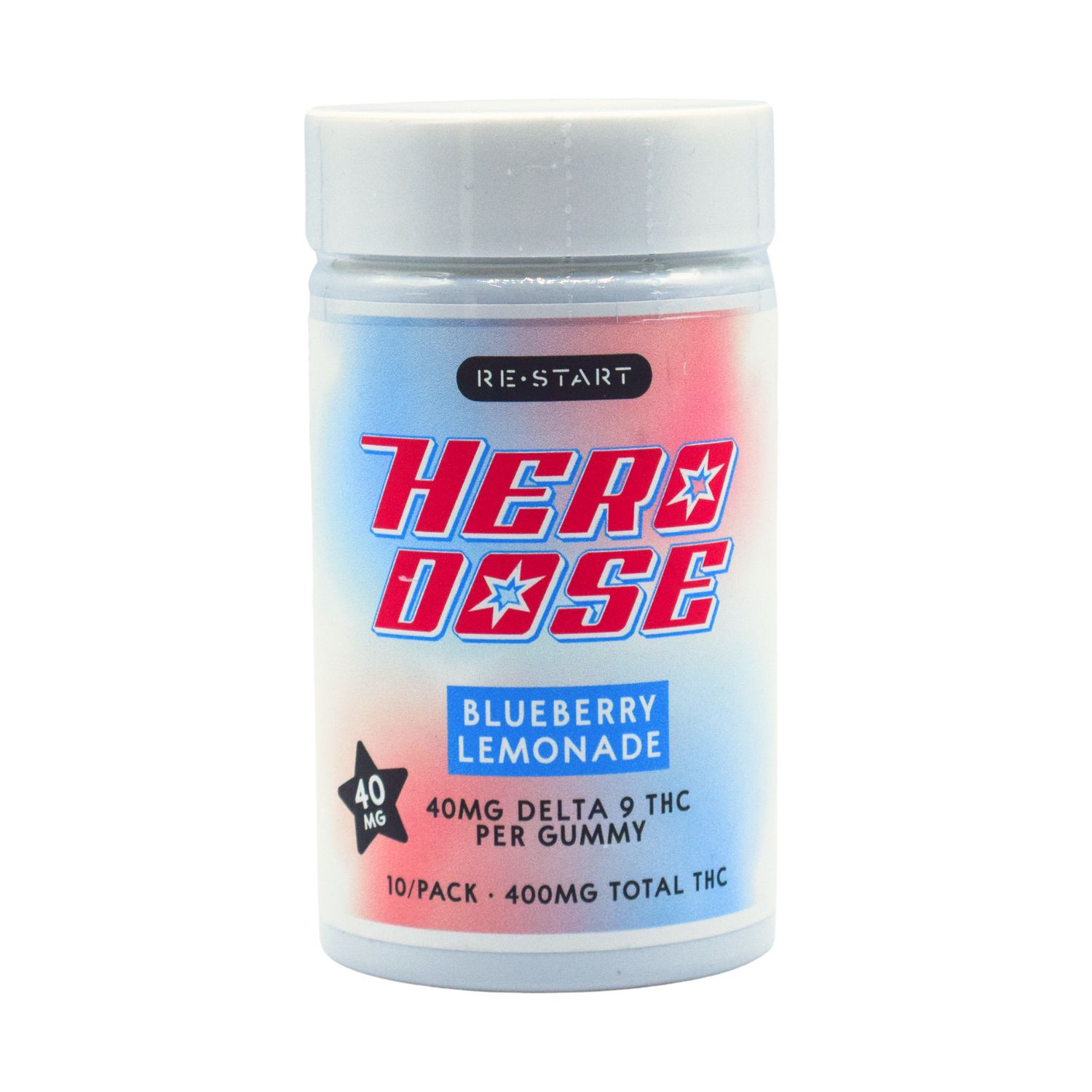 Hero Dose Delta 9 THC 40mg Gummies Blueberry Lemonade, Count: 10ct