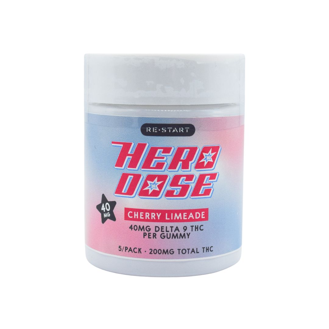 Hero Dose Delta 9 THC 40mg Gummies Cherry Limeade, Count: 5ct