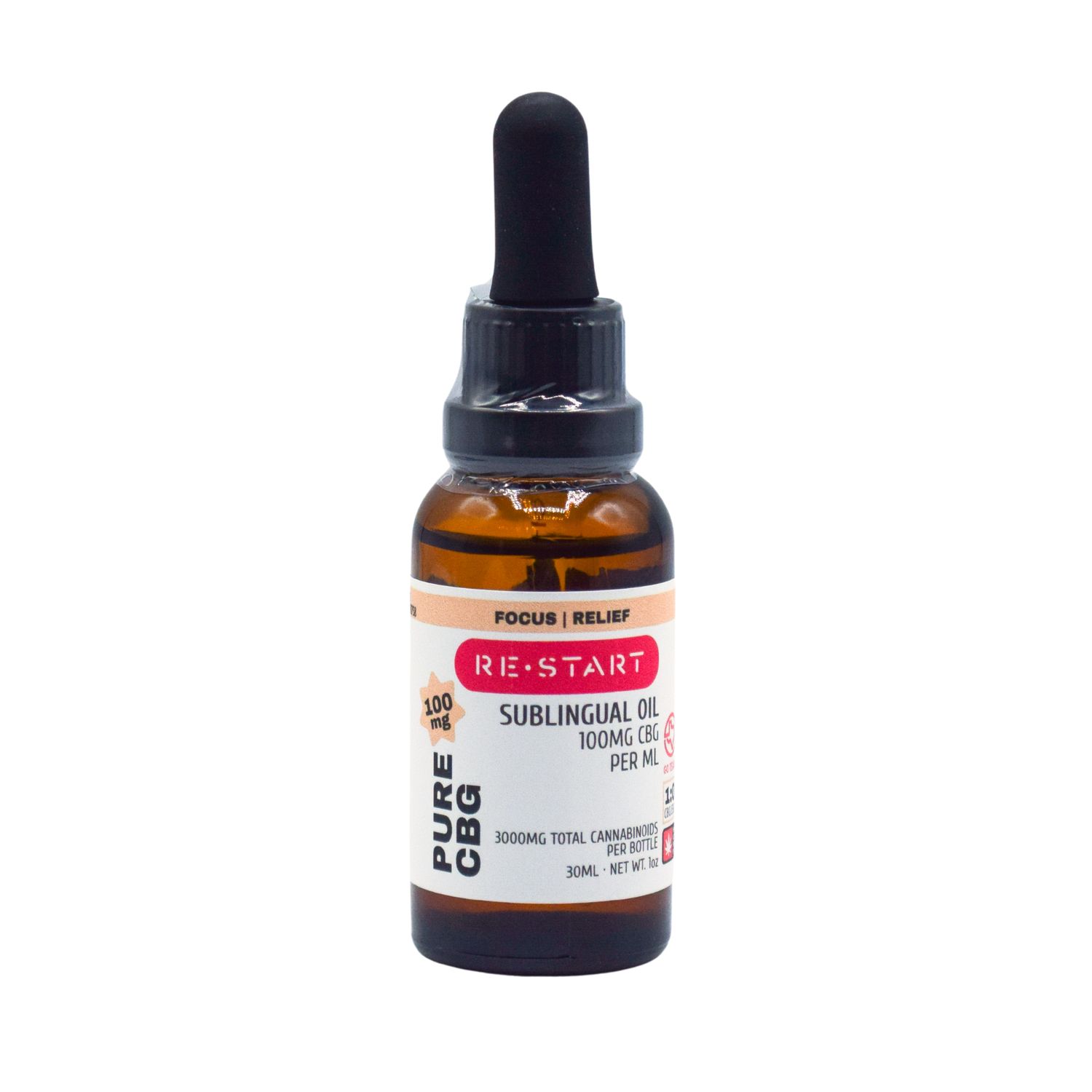 CBG + CBD Oil 40MG/mL (Focus), Size: 30mL (1200MG)