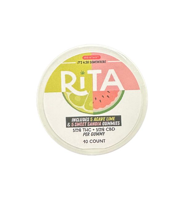RESTART Rita Delta 9 THC CBD 10mg Gummies 2-Flavor Variety 30-ct, Count: 2-Flavor (Agave Lime + Sweet Sandia)