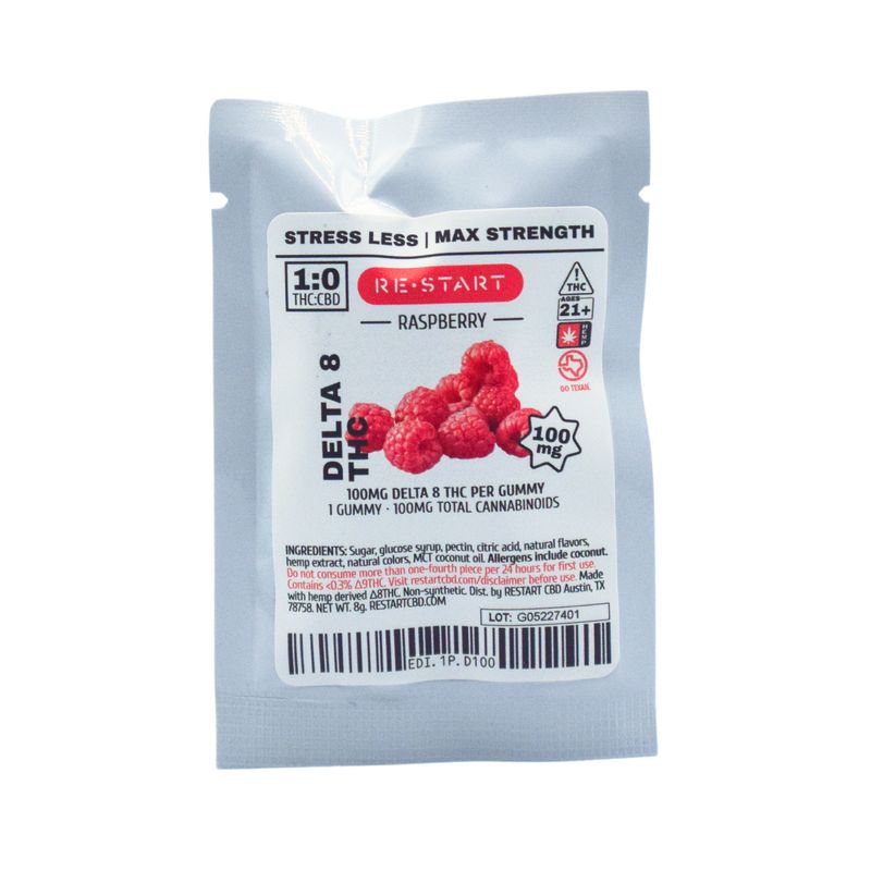Delta 8 THC Raspberry 100mg Gummies 1-ct - High Strength