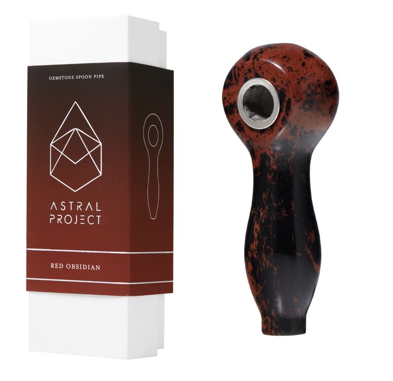 Astral Project Gemstone Spoon Pipe - Red Obsidian