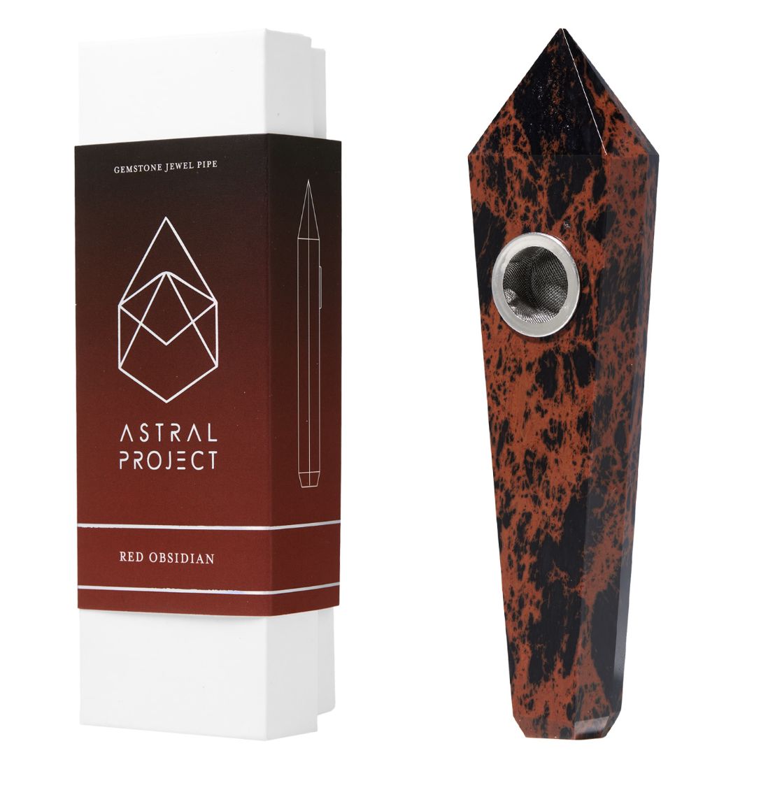 Astral Project Gemstone Pipe - Red Obsidian