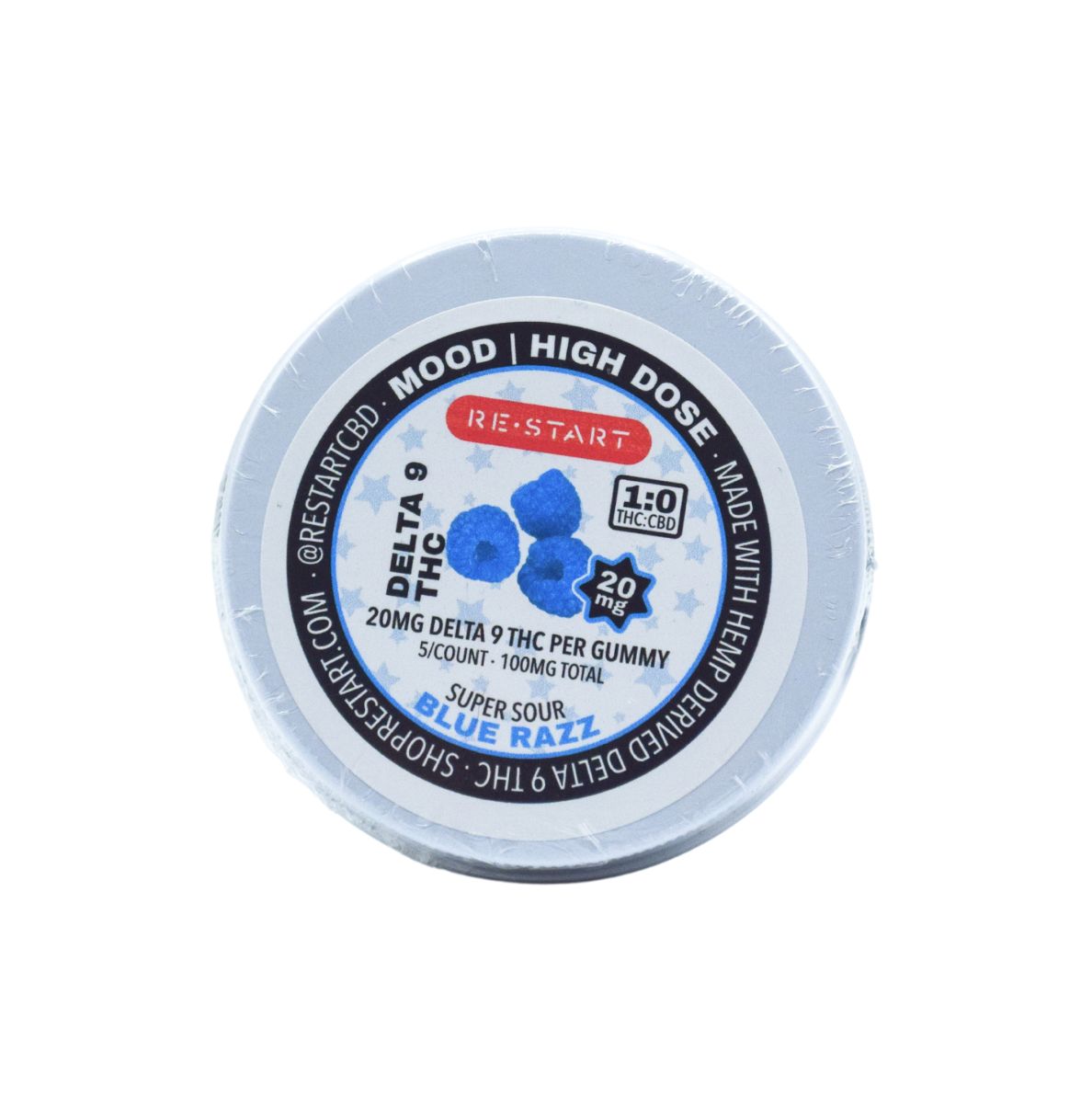 Delta 9 THC 20MG Gummies Sour Blue Raspberry, Count: 5-ct (Reg. Price $24)