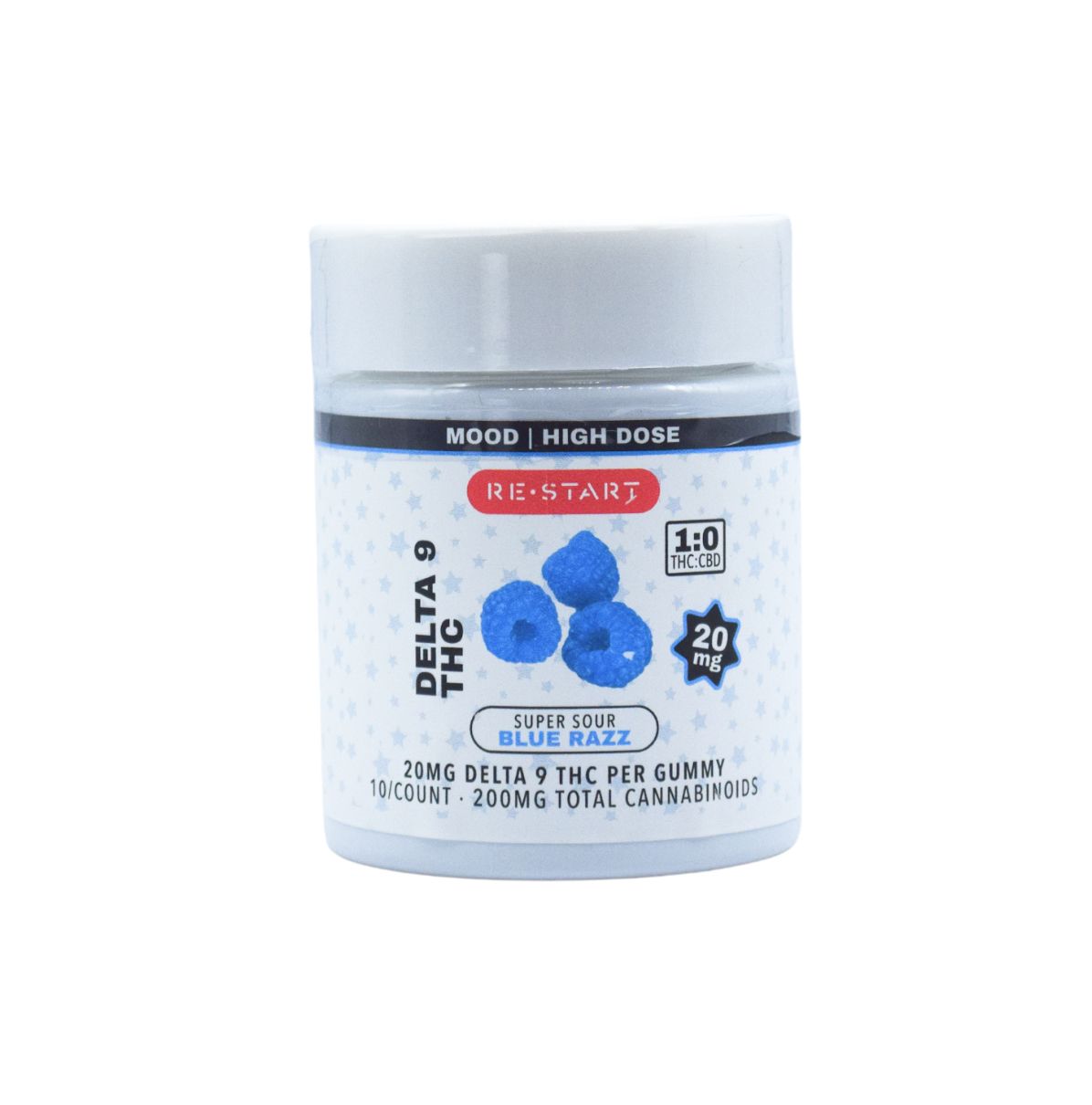 Delta 9 THC 20MG Gummies Sour Blue Raspbery, Count: 10-ct (Reg. Price $45)